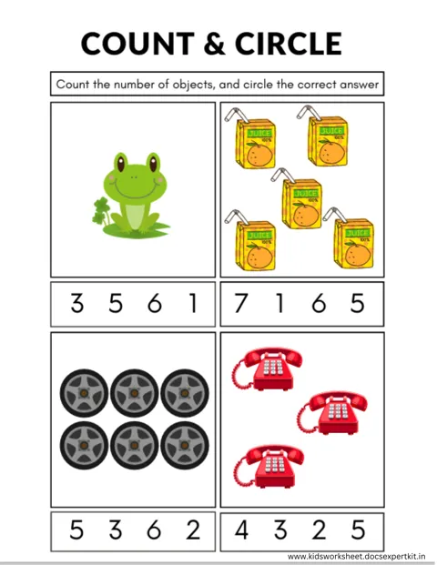 Count & Circle worksheet — Numbers & Counting