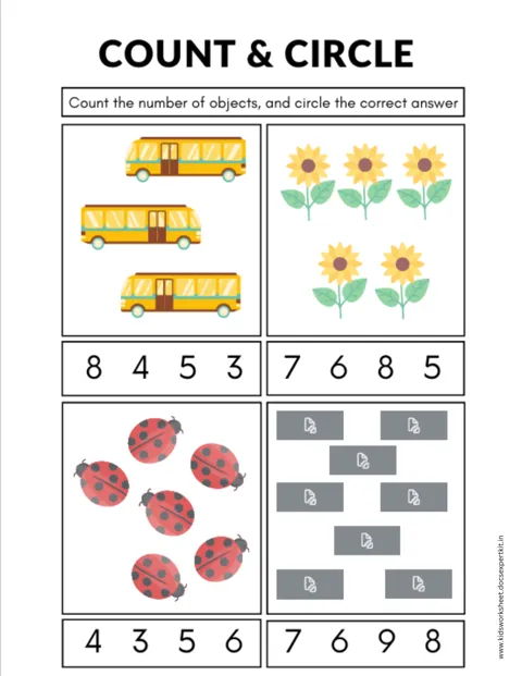 Count & Circle worksheet — Numbers & Counting
