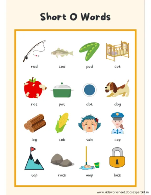 Short O Words worksheet — Reading & Sight Words