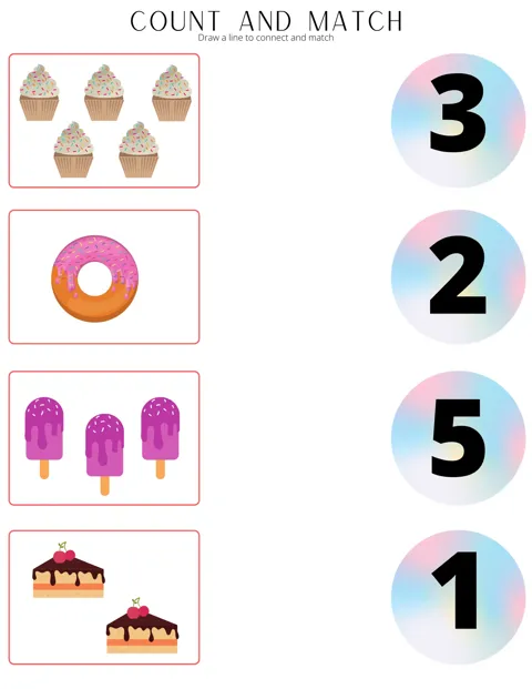 Count and Match worksheet — Matching