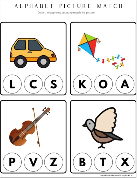 Alphabet Picture Match worksheet — Alphabet & Phonics